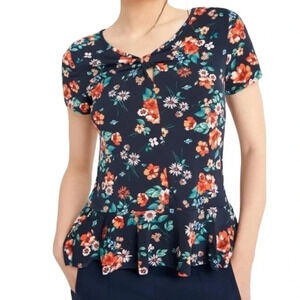 Floral Print Peplum Top‎ by Orsay